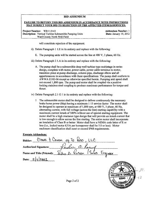 Bid Package 08 North Well Field - Garney Construction