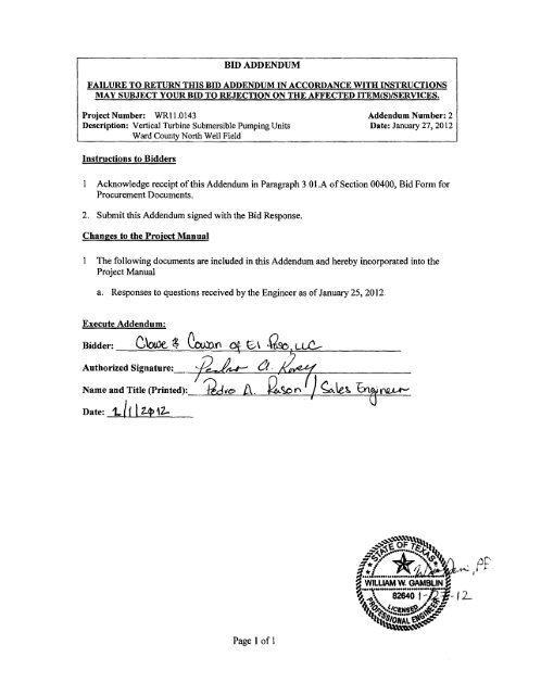 Bid Package 08 North Well Field - Garney Construction