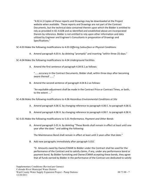 Bid Package 08 North Well Field - Garney Construction