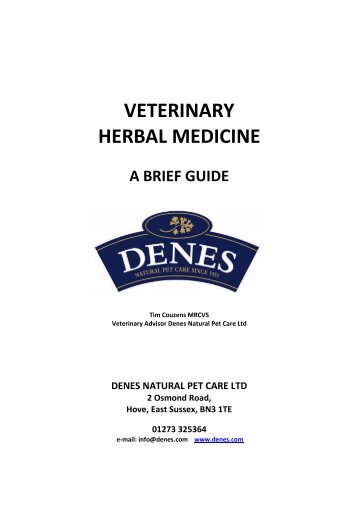 VETERINARY HERBAL MEDICINE - Denes Natural Pet Care