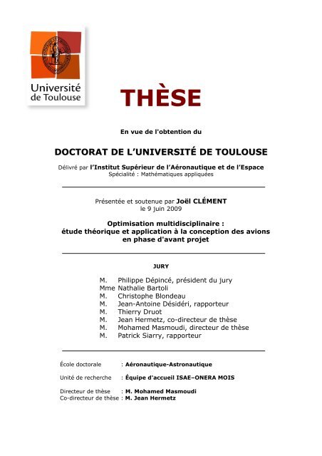 Optimisation multidisciplinaire : étude théorique et application ... - ISAE