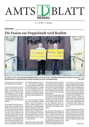 Die Fusion zur Doppelstadt wird Realität - Dessau-Roßlau