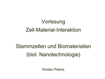 Vorlesung Zell-Material-Interaktion Stammzellen und Biomaterialien ...