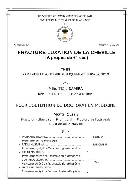 FRACTURE-LUXATION DE LA CHEVILLE - Toubkal