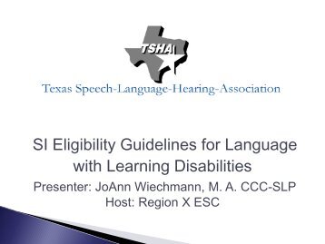 TSHA: Language Eligibility Guidelines - Region 13