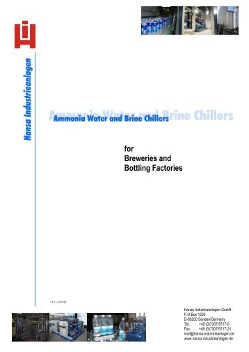 Ammonia Water and Brine Chillers - Hansa Industrieanlagen