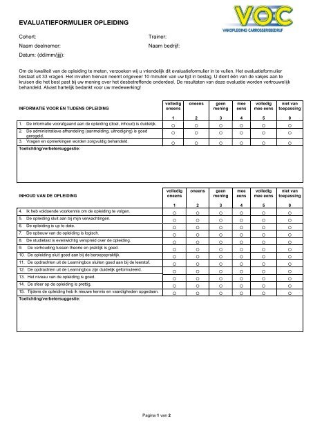 Evaluatieformulier