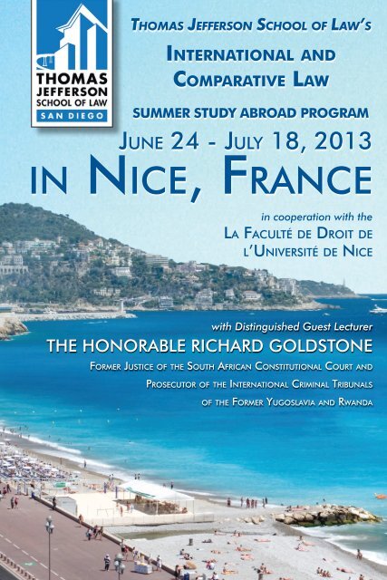 2013 Nice Program - Thomas Jefferson School of Law