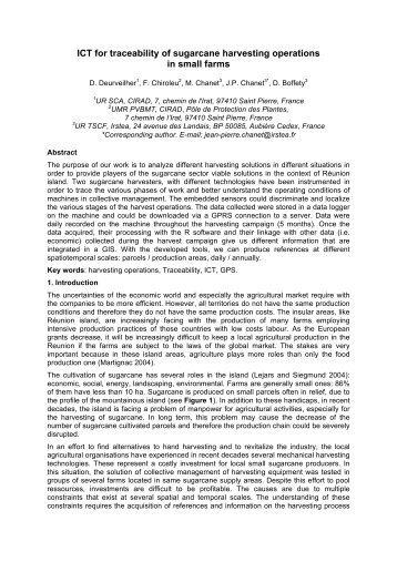 ICT for traceability of sugarcane harvesting operations in small farms