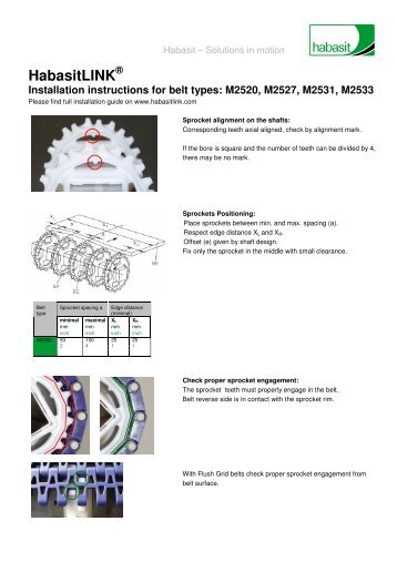 Installation instructions for belt types: M2520, M2527 ... - Habasit