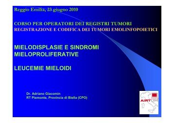 La patologia mieloide - Associazione Italiana Registri Tumori