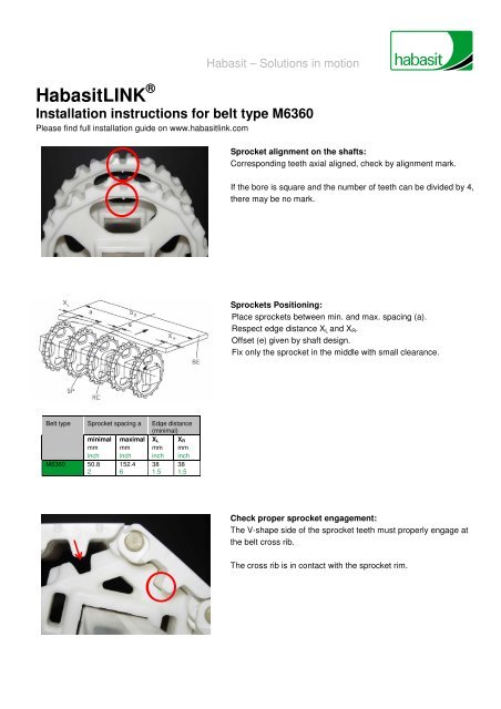 Installation instructions for belt type 