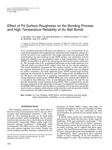 Effect of Pd Surface Roughness on the Bonding Process and High ...