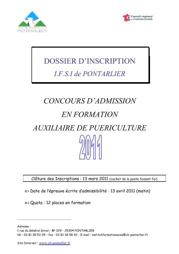 dossier inscription concours - Centre Hospitalier de Pontarlier