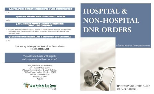 hospital & non-hospital dnr orders hospital & non-hospital dnr orders