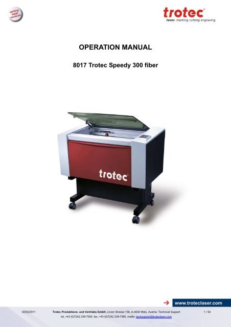 Manual for Speedy 300 fiber - Trotec Laser