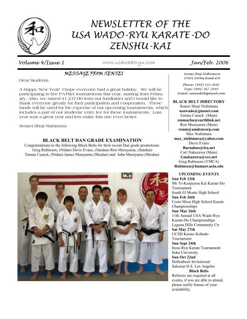 jan-feb 06 newsletter - USA Wado Ryu Karate-Do