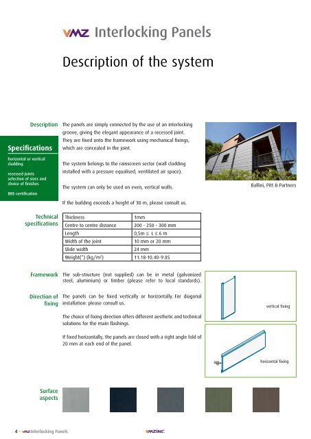 Interlocking panels - vmzinc uk