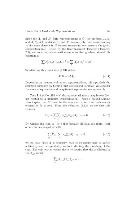 Chapter 4 Properties of Irreducible Representations