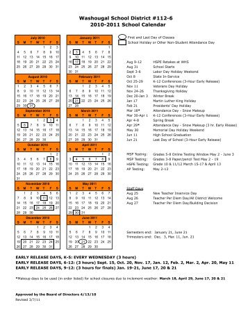 WSD Calendar 2010-11 - Washougal School District!