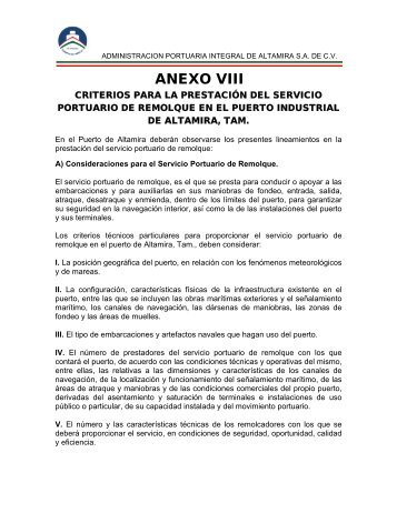ANEXO VIII - Puerto de Altamira