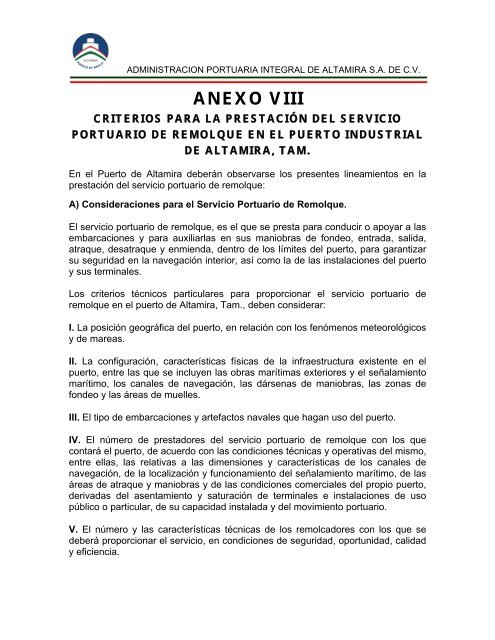 ANEXO VIII - Puerto de Altamira