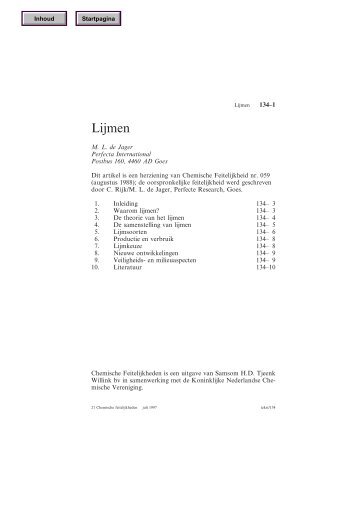 Lijmen - Chemische Feitelijkheden