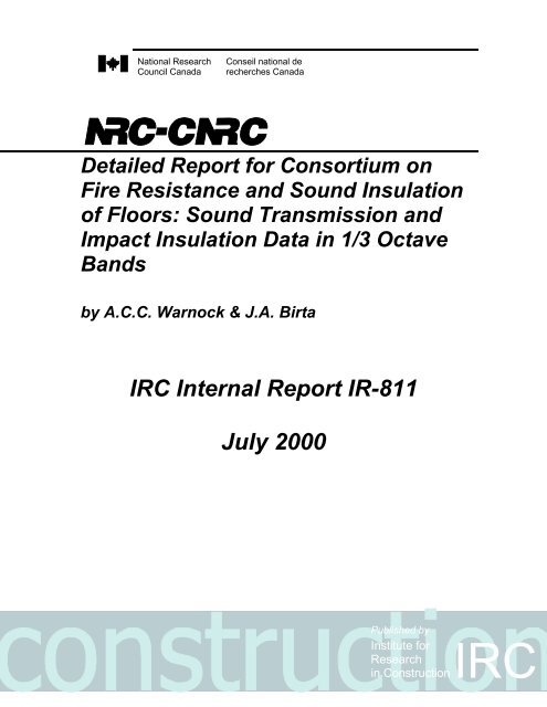 Detailed Report for Consortium on Fire Resistance and Sound ...