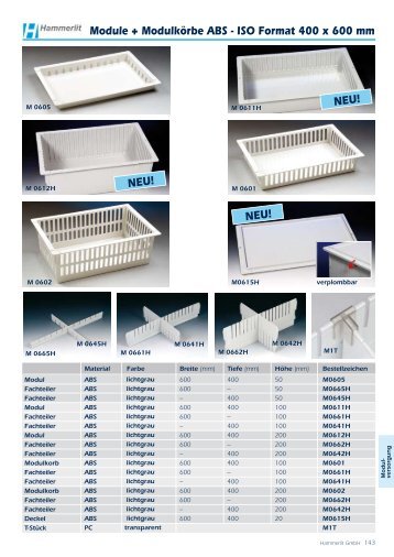 Module + Modulkörbe ABS - ISO Format 400 x 600 mm - Hammerlit