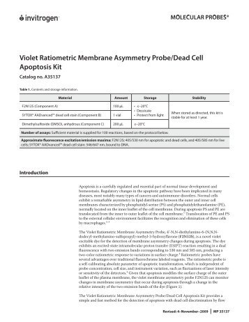 Violet Ratiometric Membrane Asymmetry Probe/Dead Cell ...