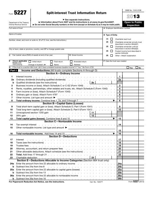 Form 5227 - Internal Revenue Service
