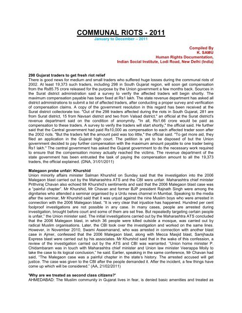Communal Riots-2011.pdf - Indian Social Institute