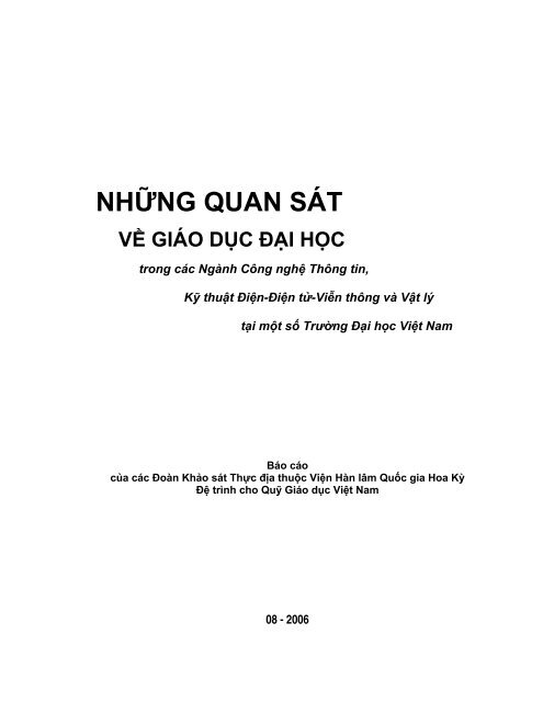 Nhá»¯ng quan sÃ¡t vá» giÃ¡o dá»¥c Äáº¡i há»c - Vietnam Education Foundation