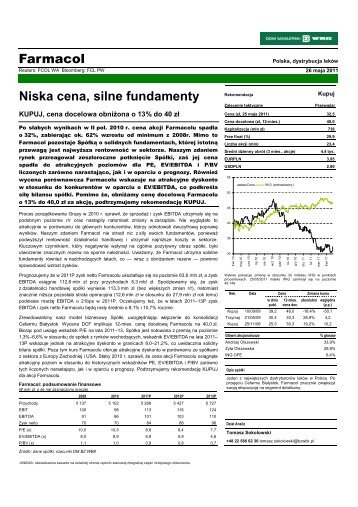 Farmacol Niska cena, silne fundamenty - Dom Maklerski BZ WBK