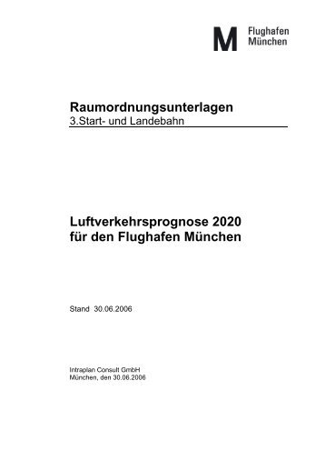 Luftverkehrsprognose 2020 für den Flughafen München