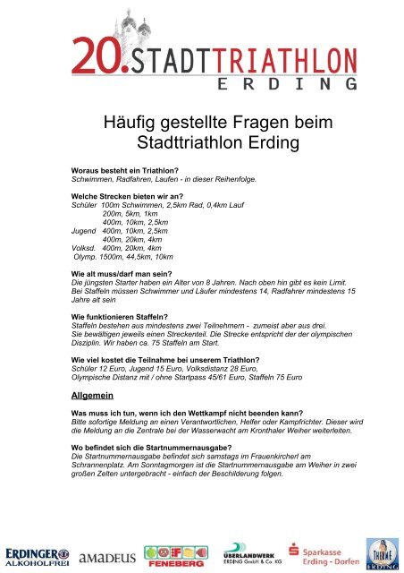 FAQ Stadttriathlon Erding - Trisport Erding