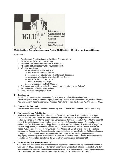 GV-Protokoll 2009 (PDF, 204 Kb) - BirdLife Zürich