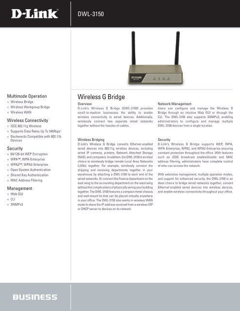 Wireless G Bridge - D-Link