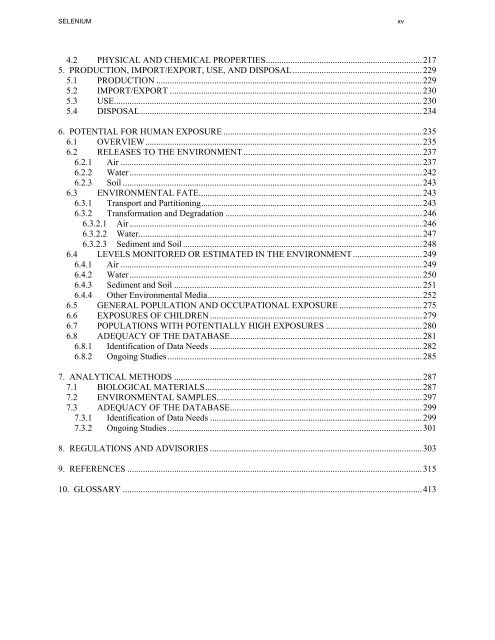 TOXICOLOGICAL PROFILE FOR SELENIUM - Davidborowski.com