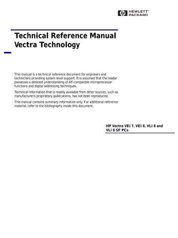 Technical Reference Manual Vectra Technology - Hewlett Packard