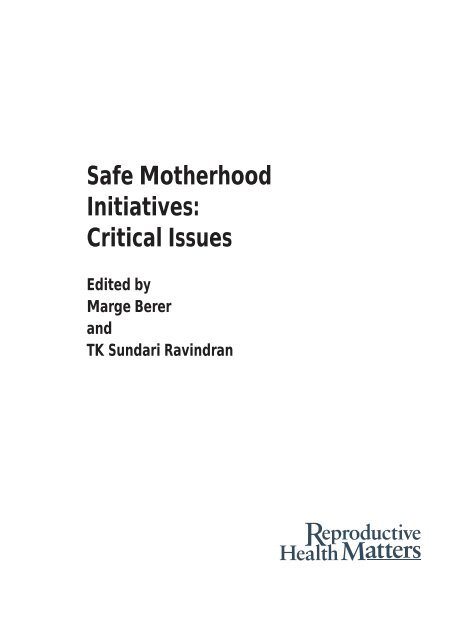 Safe Motherhood Initiatives Who Thailand Digital Repository