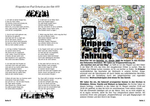 Krippenlied Von Paul Gerhardt Aus Dem Jahr 1653 Dinslaken