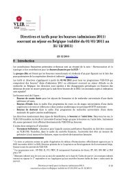 Directives et tarifs pour les bourses (admissions 2011 ... - VLIR-UOS