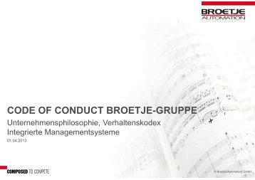 CODE OF CONDUCT BROETJE-GRUPPE - Broetje-Automation