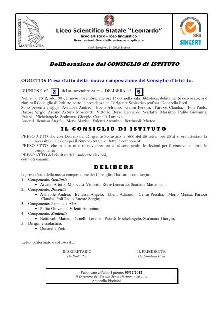 C.d.I. 30 novembre 2012 - Liceo Scientifico Leonardo