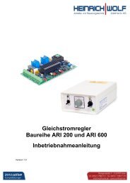 Gleichstromregler Baureihe ARI 200 und ARI 600 - Heinrich Wolf ...