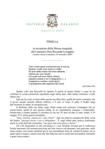 OMELIA in occasione della Messa esequiale del ... - Diocesi di Andria