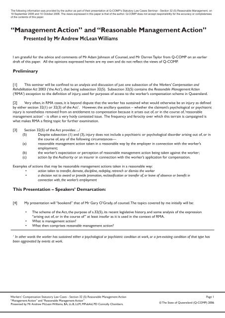 A œmanagement Actiona And A œreasonable Management Q Comp
