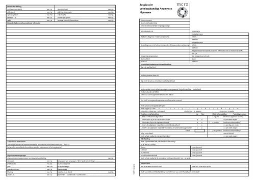 Verpleegkundige anamnese MCRZ - Stuurgroep ondervoeding