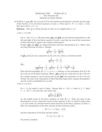 Mathematics 5335 Problem Set 11 Due November 20 Solutions by ...